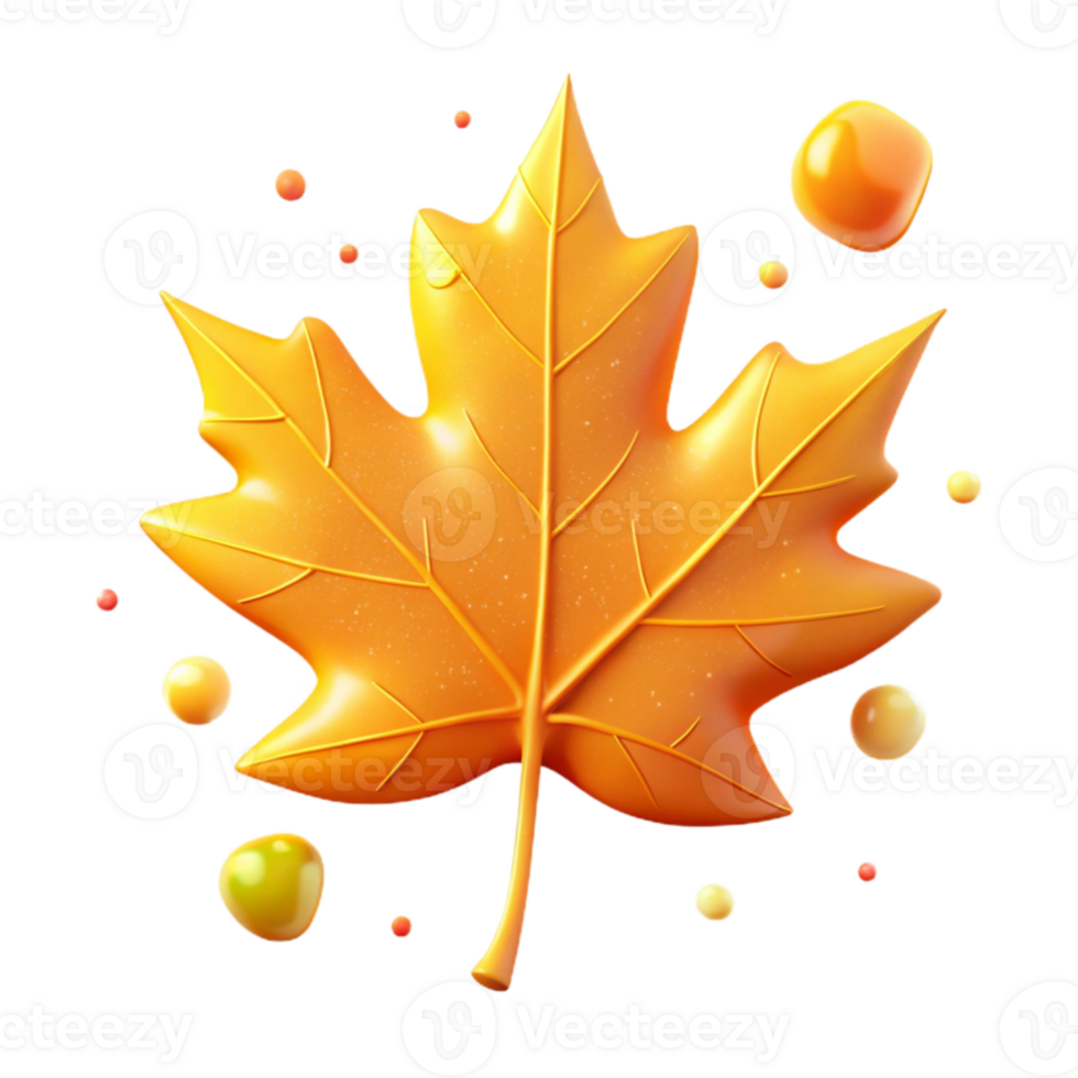 dramatic contemporary Single Maple Leaf Yellow and Orange Gradient Cutout Element genuine png