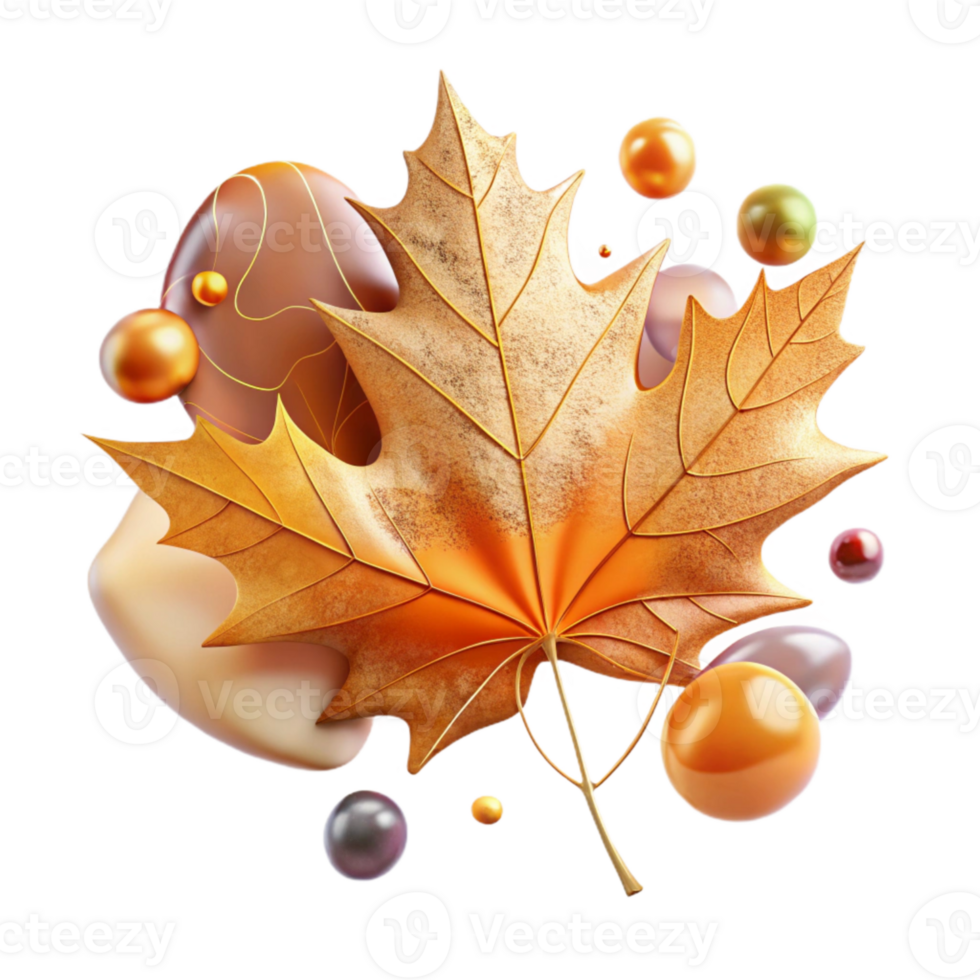 wonderful creative Single Maple Leaf with Autumn Colors Transparent Background authentic png