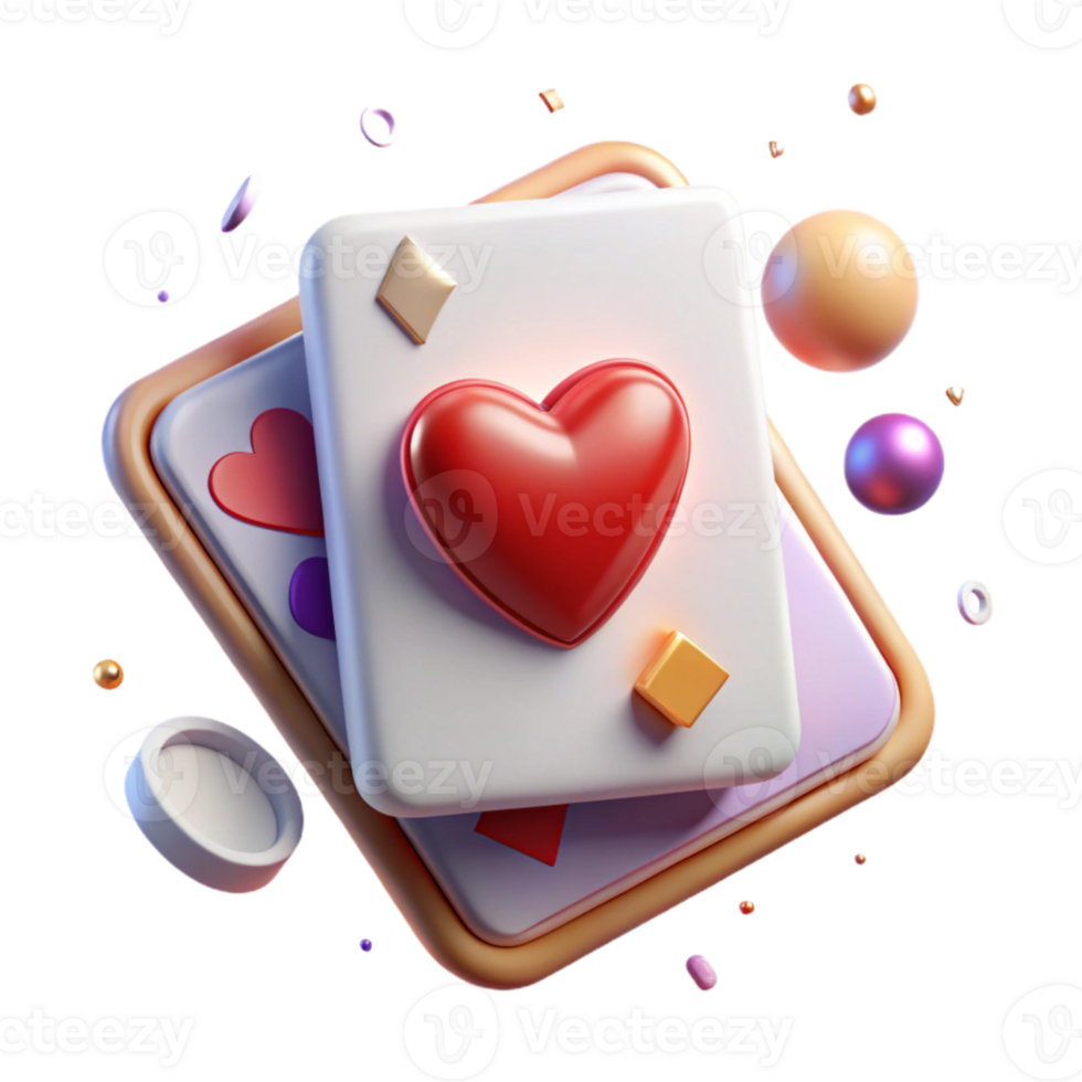 stunning artistic Single Playing Card Cutout with Heart Symbol Isolated png