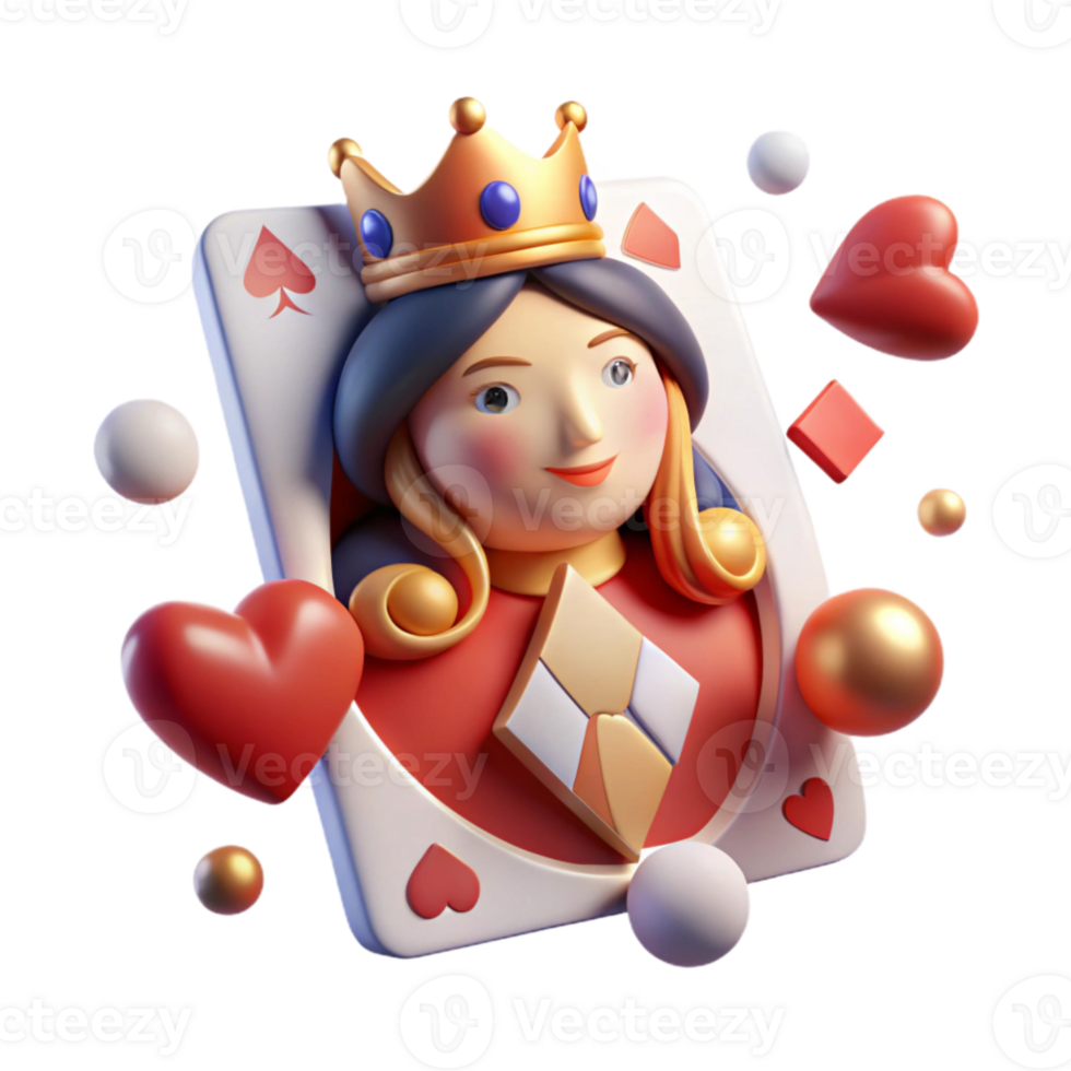 dramatic creative Single Playing Card Queen of Hearts Cutout Isolated high quality png