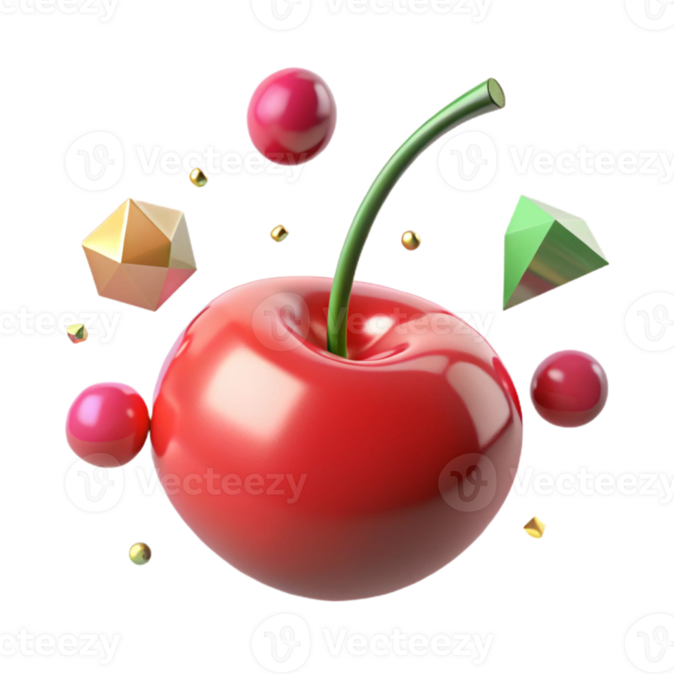 extraordinary rustic Single Red Cherry Isolated with Stem detailed png