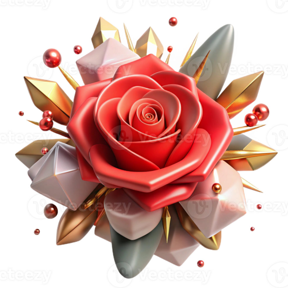 wonderful minimalist Single Red Rose Cutout on Transparent Background exclusive png