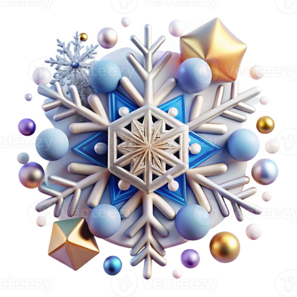 magnificent abstract Single Snowflake Cutout with Intricate Design Transparent Background high resolution png