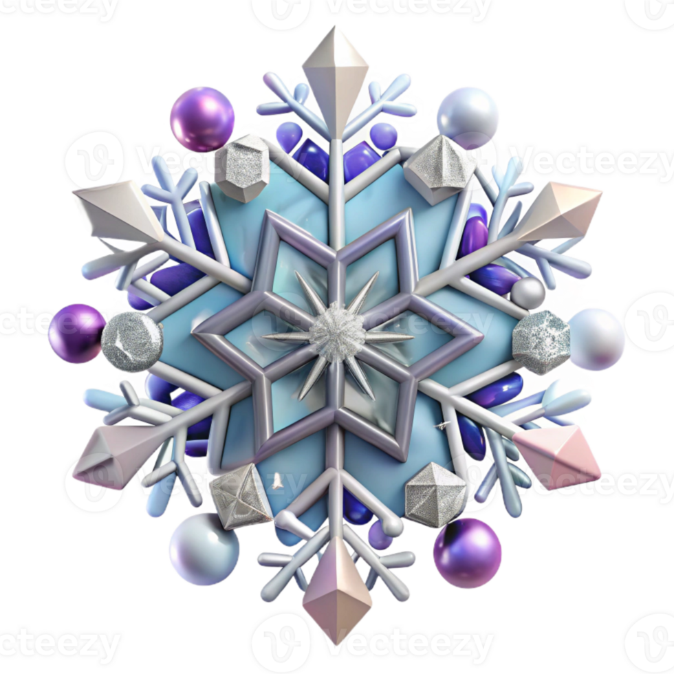 elegant contemporary Single Snowflake with Intricate Design Isolated png