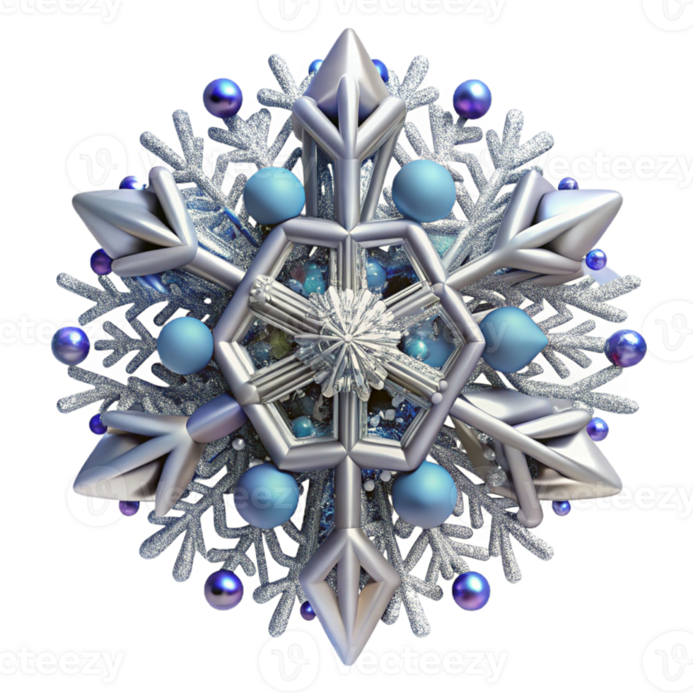 dramatic classic Single Snowflake with Intricate Design Transparent Background png