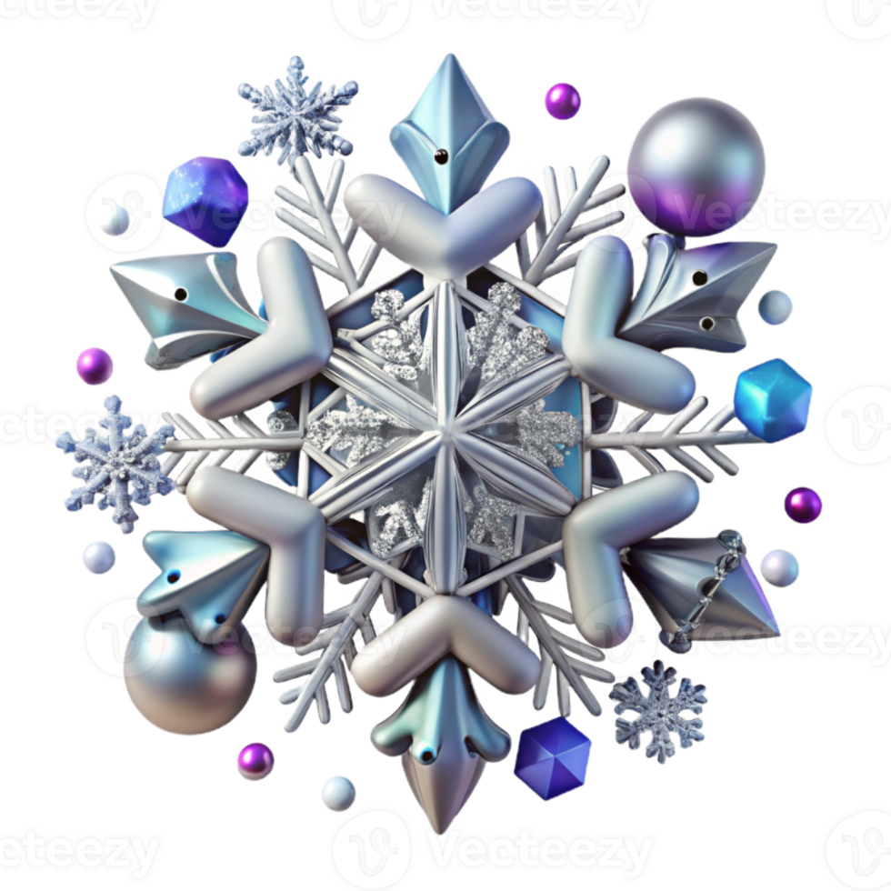 vibrant abstract Single Snowflake with Intricate Design Isolated original png