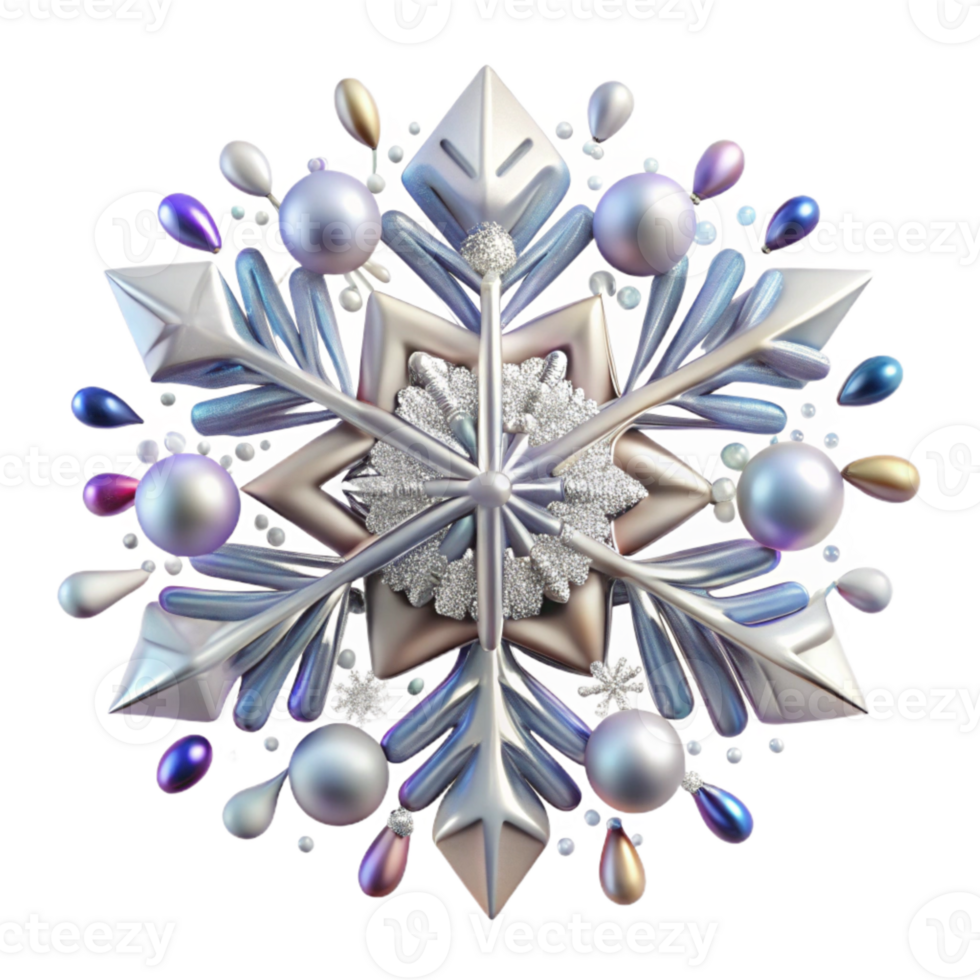 stunning contemporary Single Snowflake with Intricate Design Isolated high resolution png