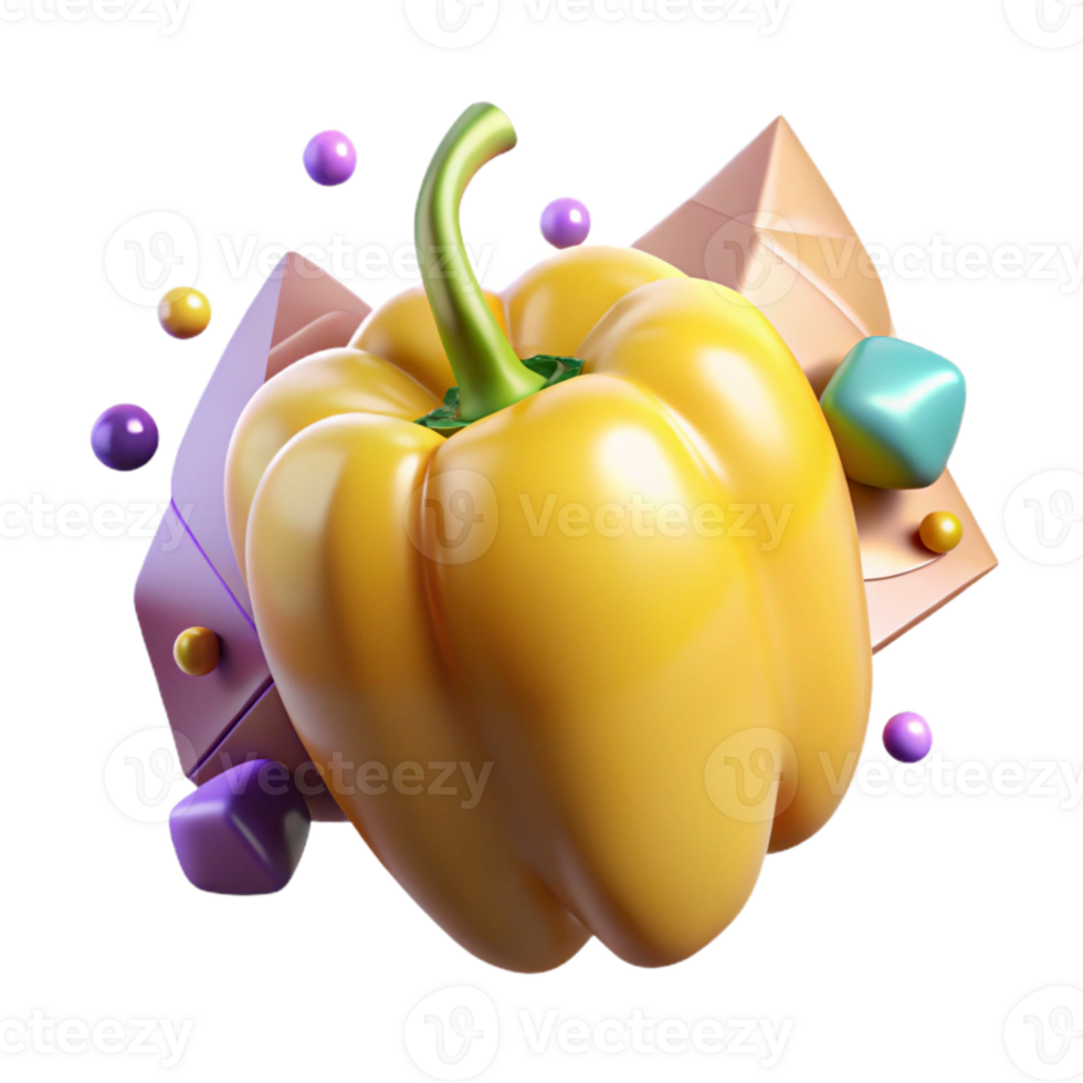 wonderful contemporary Single Yellow Bell Pepper Cutout with Stem Transparent Background genuine png