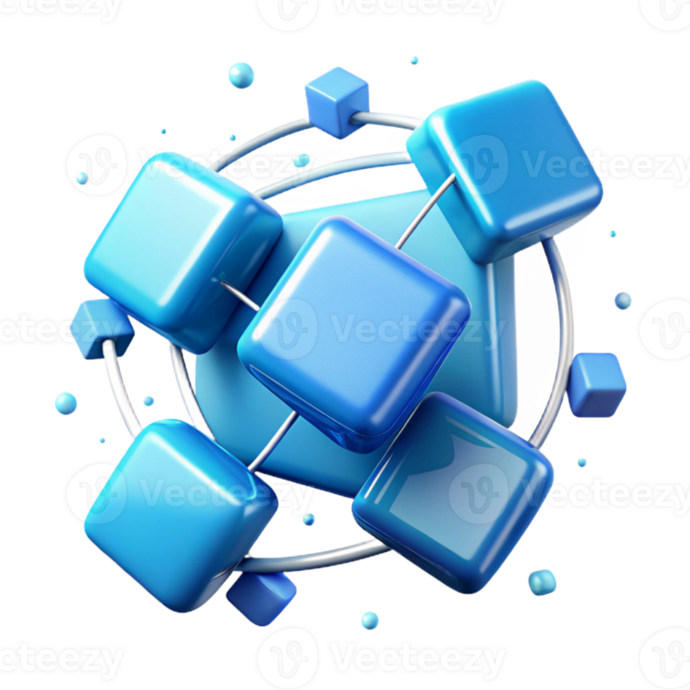 beautiful artistic Sky Blue Connected Squares with Transparent Background genuine png