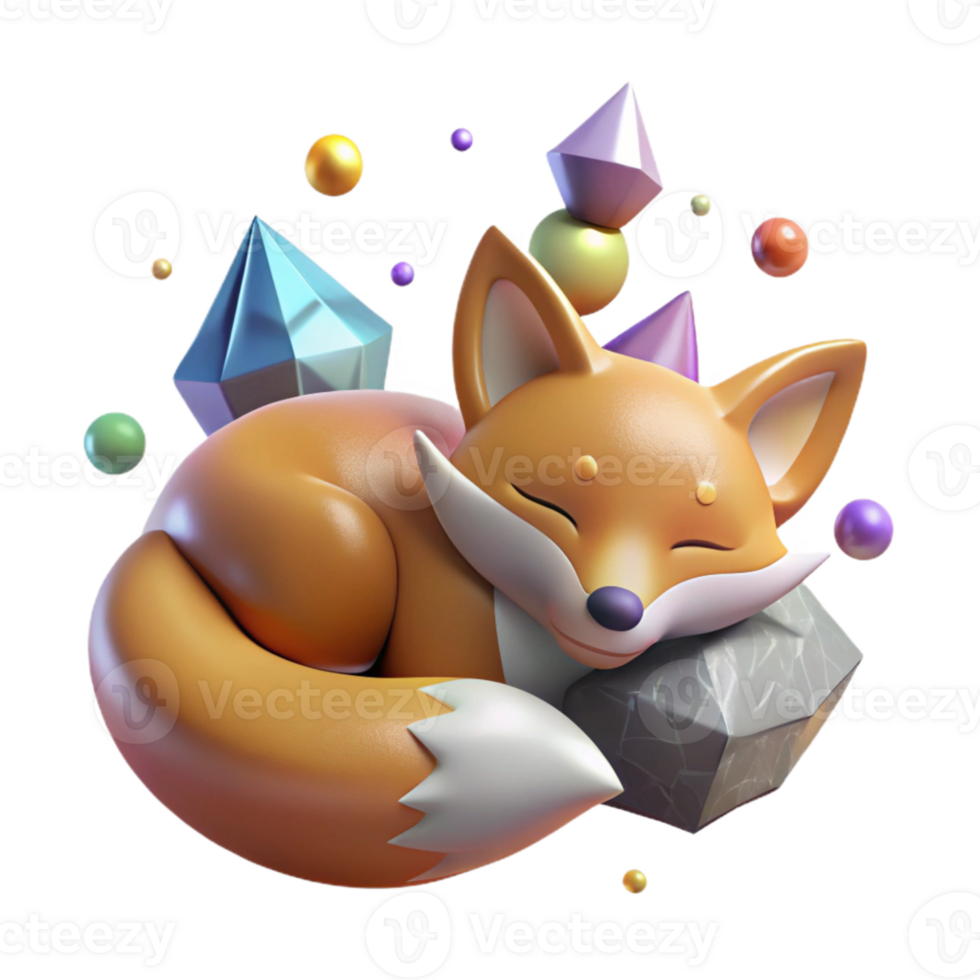 impressive vintage Sleeping Fox Curled Tail Cutout high resolution png