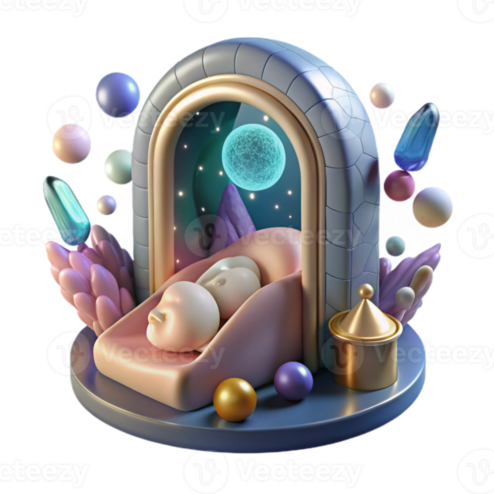 magnificent traditional Sleeping Figure with Portal Above Cutout Transparent Background original png