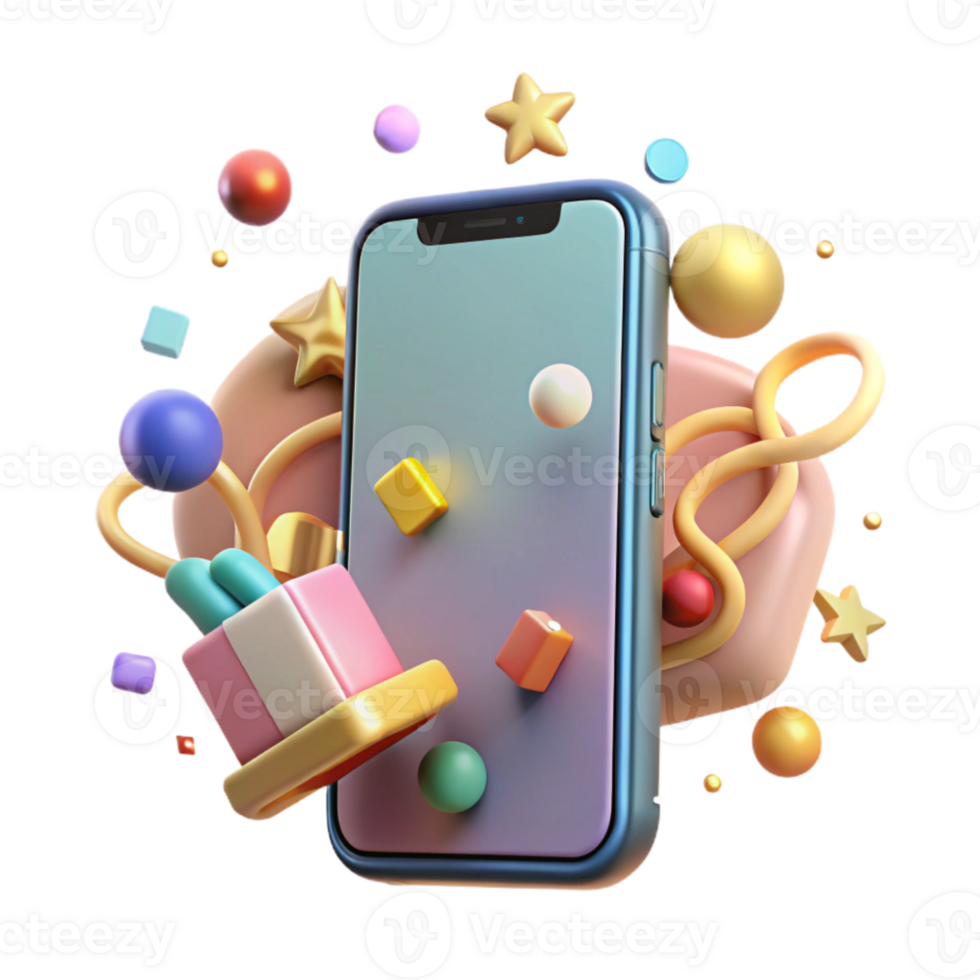 serene artistic Smartphone Mobile Phone Front View Isolated professional png