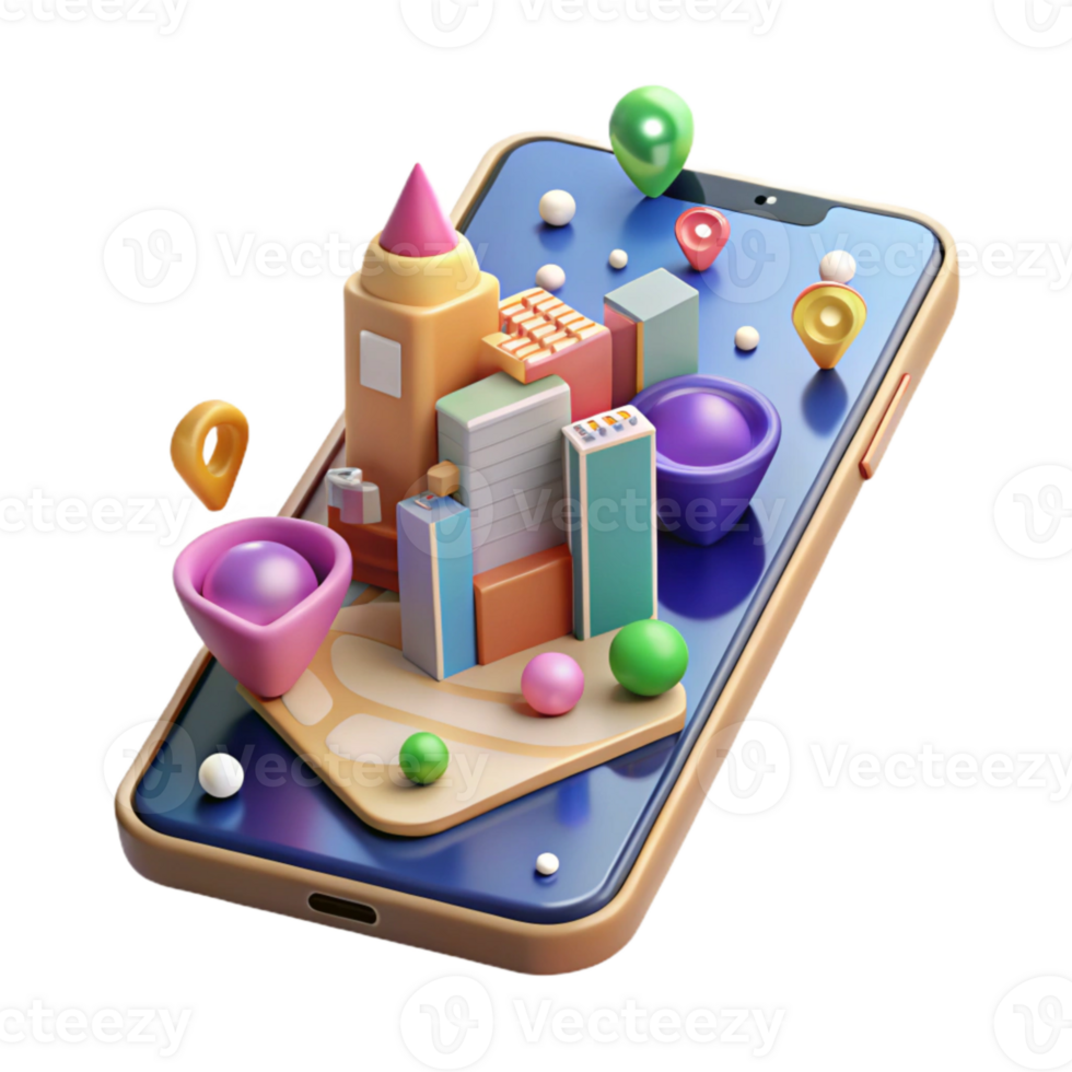 stunning creative Smartphone with City Map App Open Cutout detailed png