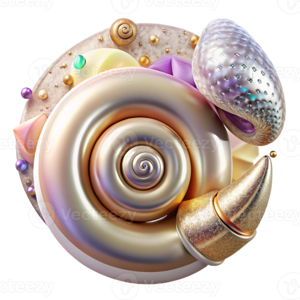 magnificent rustic Snail Shell Spiral Pattern Isolated on Transparent Background premium png
