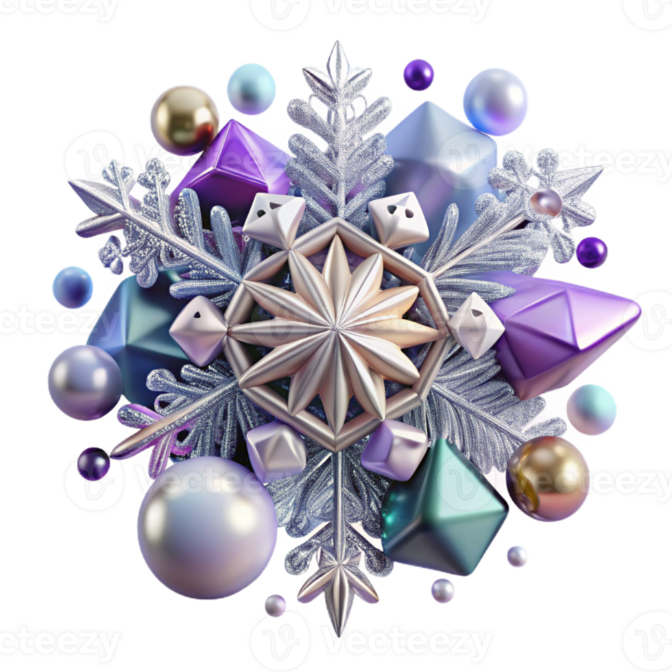 elegant classic Snowflake Detailed Structure Transparent Background png