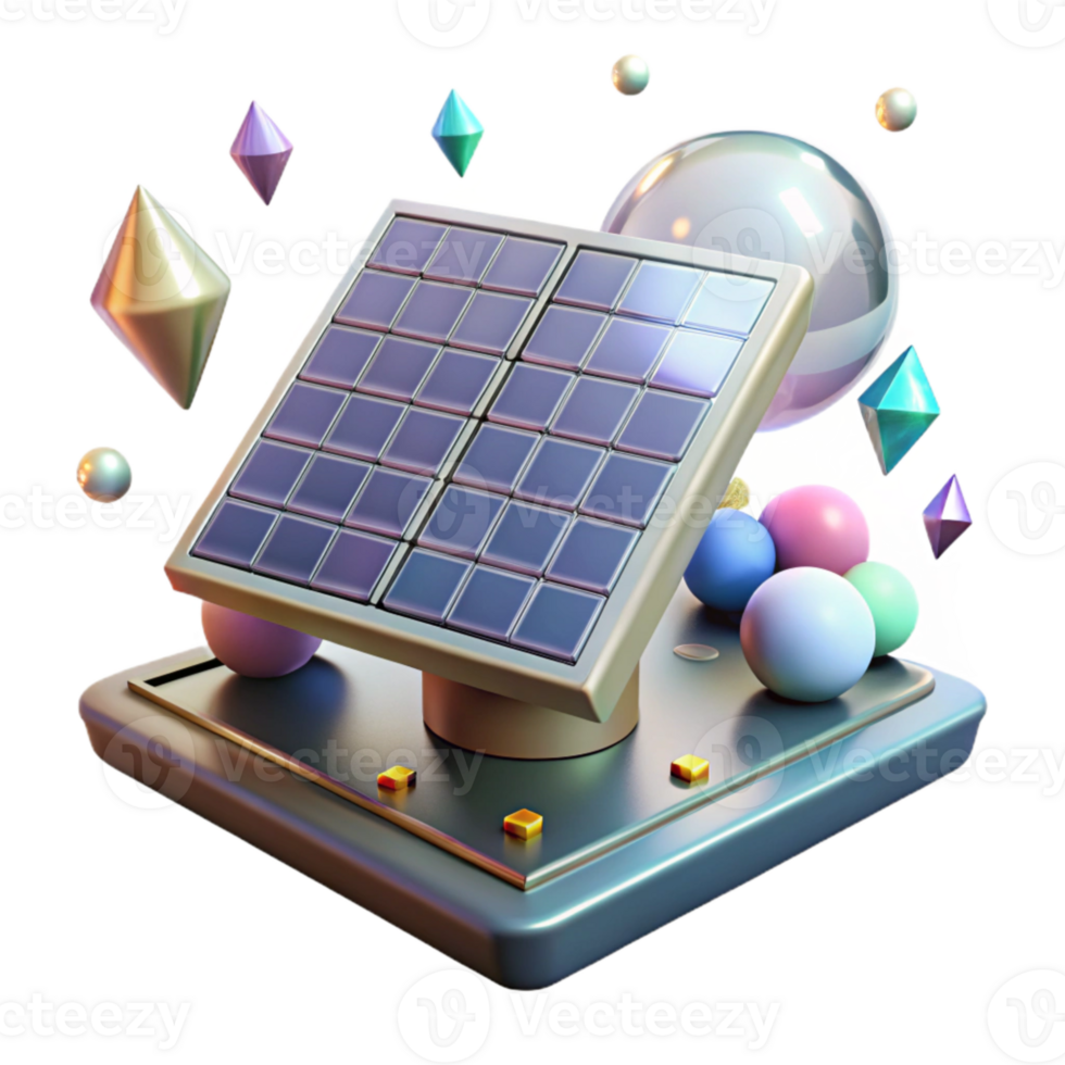 dramatic abstract Solar Panel Array Isolated with Sunlight high quality png