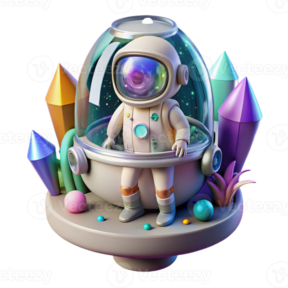 serene creative Space Capsule with Astronaut Inside Transparent Background detailed png