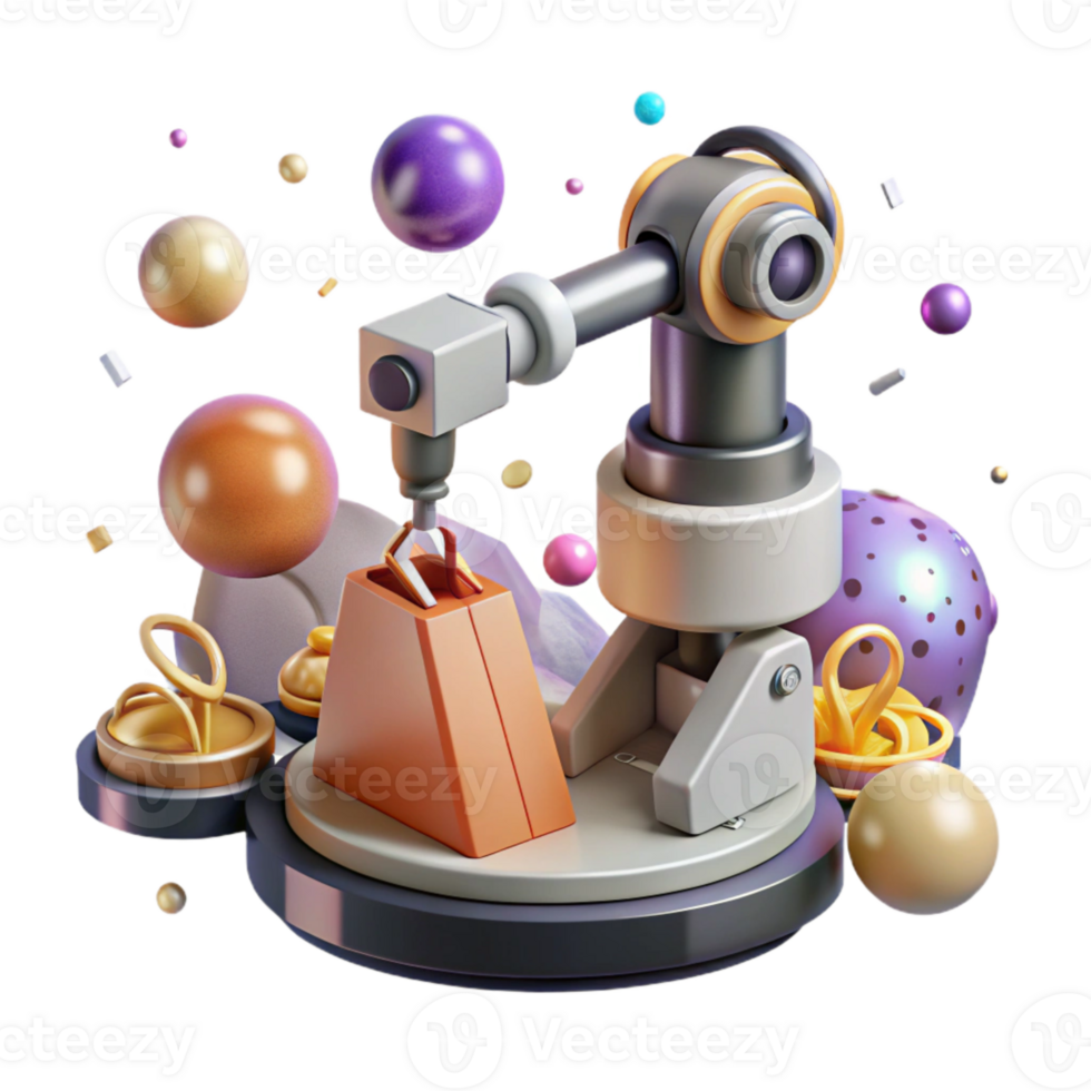 vibrant minimalist Space Probe Robotic Arm Isolated Element with Grasping Claw high quality png