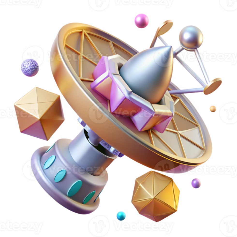 beautiful minimalist Space Probe with Antenna Array Transparent Background genuine png