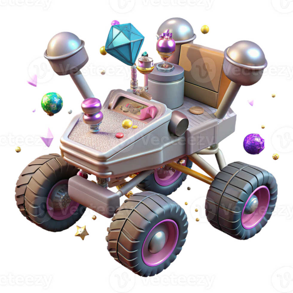 elegant vintage Space Rover Isolated on Transparent Background with Tracks png