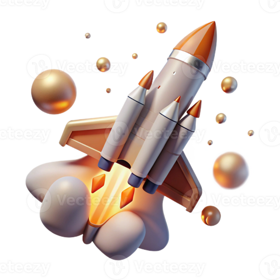 beautiful abstract Space Shuttle Launch Sequence Isolated on Transparent Background with Flame Trail png
