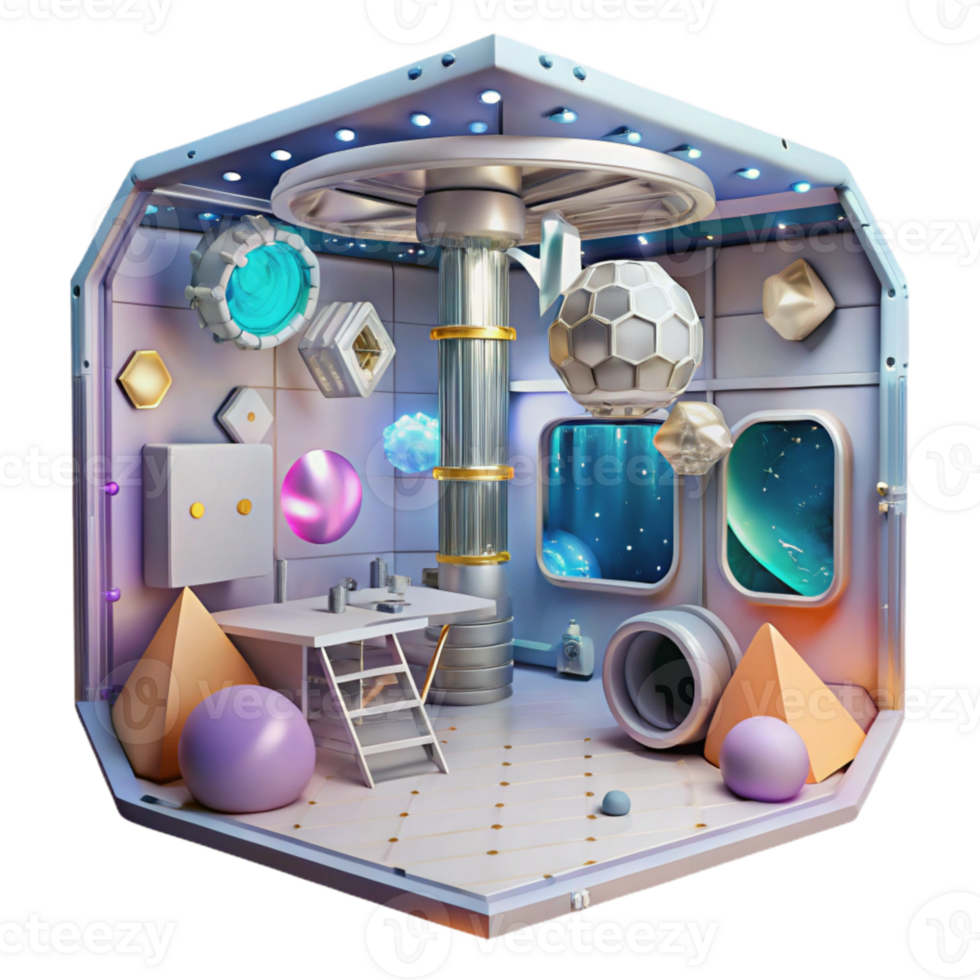 elegant traditional Space Station Interior View with Astronaut Cutout exclusive png