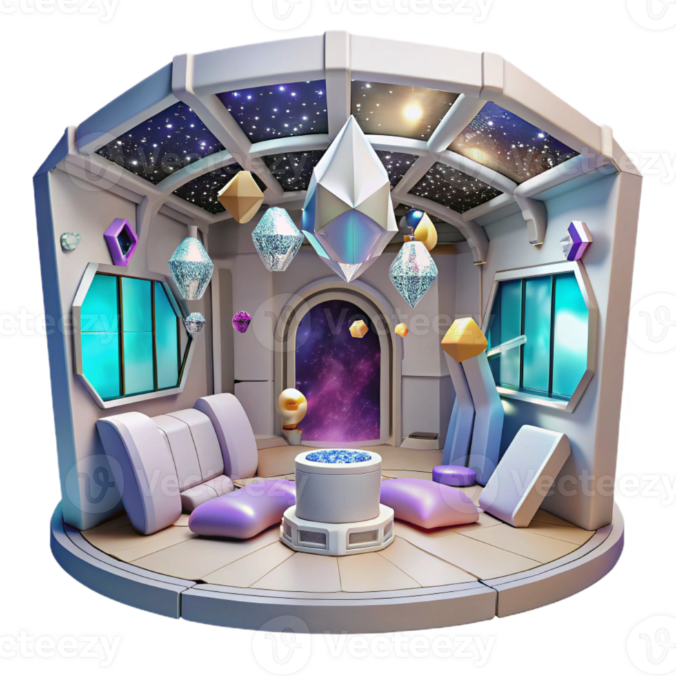 beautiful abstract Space Station Interior View with Astronaut Cutout premium png
