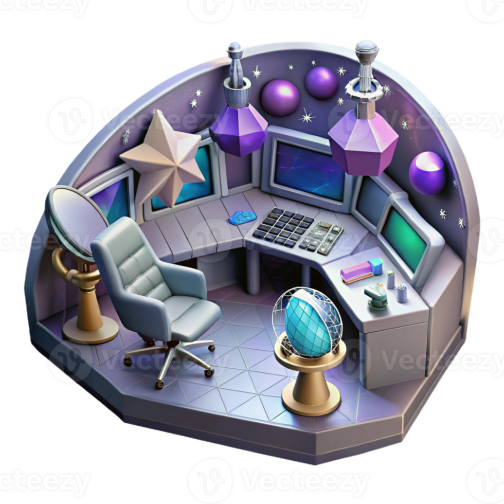 wonderful creative Space Telescope Control Room Cutout with Monitoring Equipment original png