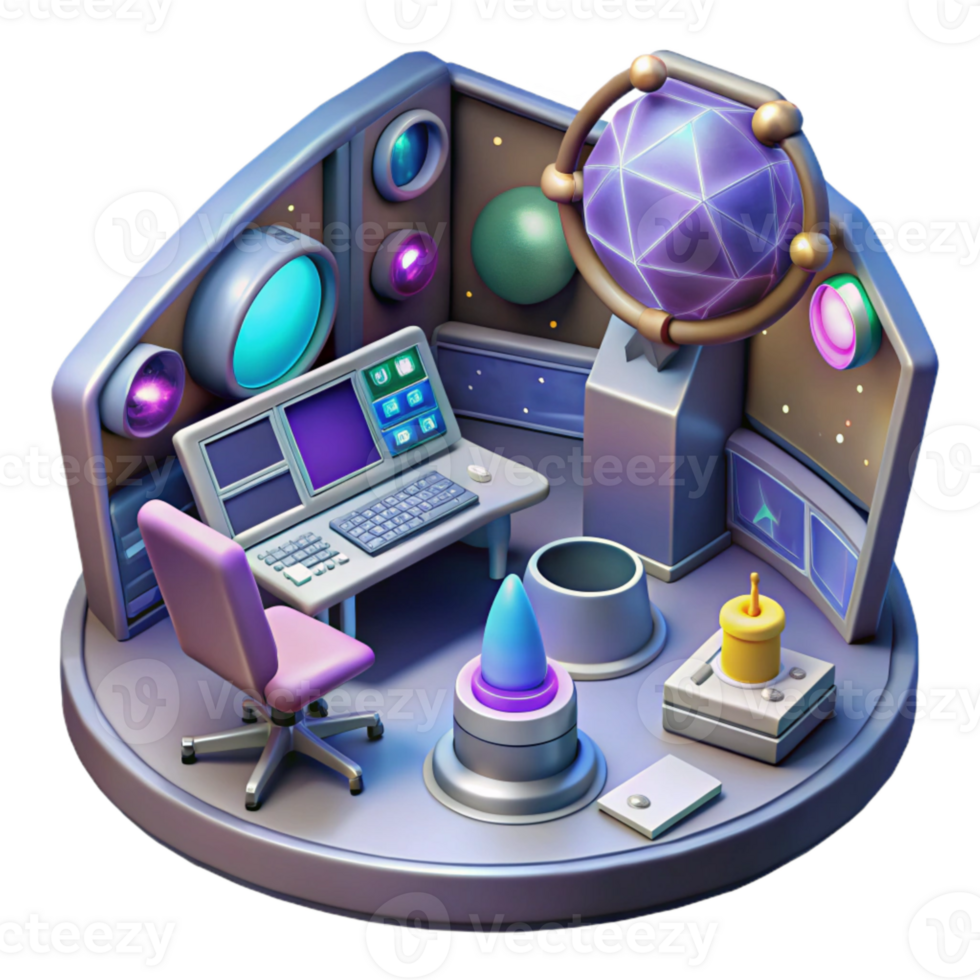 elegant classic Space Telescope Control Room Cutout with Monitoring Equipment genuine png