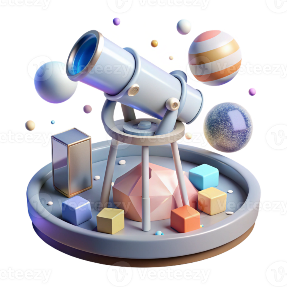 extraordinary minimalist Space Telescope Observation Deck Transparent Background with Panoramic View detailed png