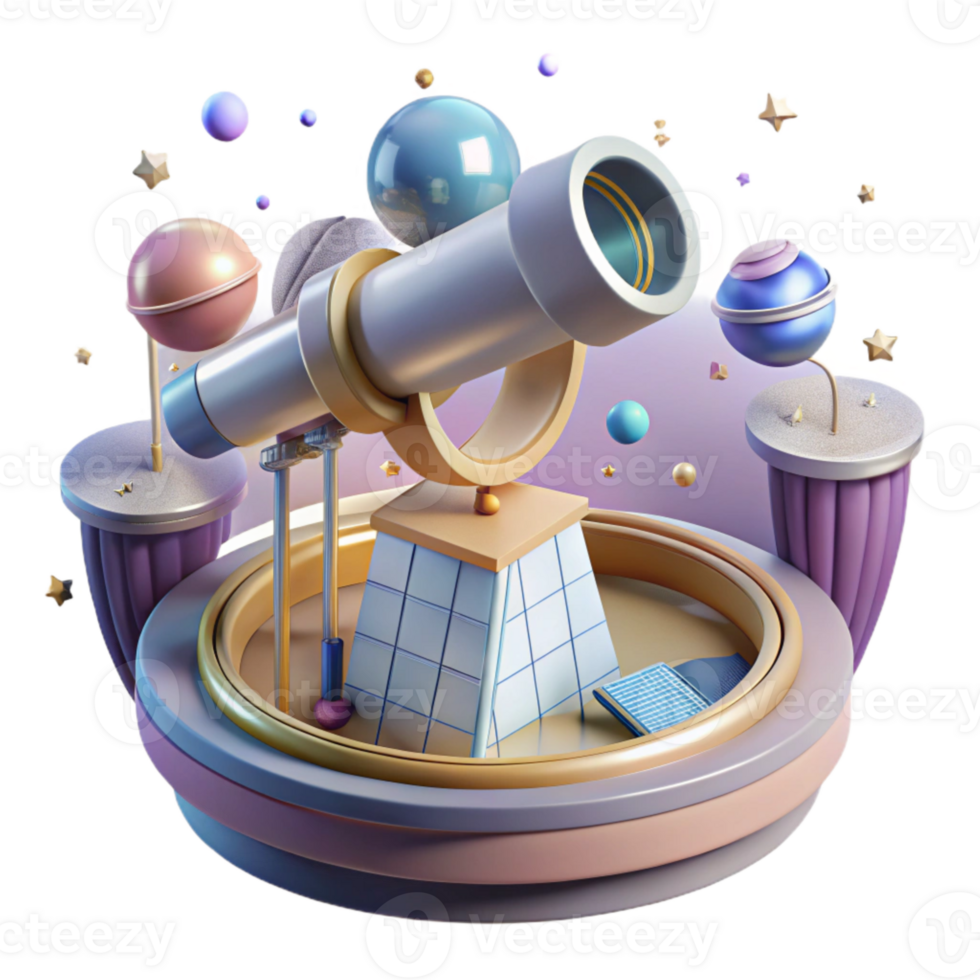 serene artistic Space Telescope Observation Deck Transparent Background with Panoramic View exclusive png