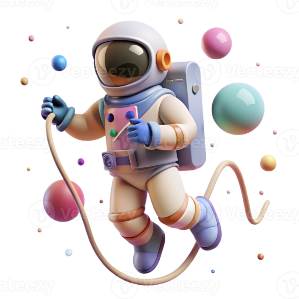 magnificent artistic Space Walking Astronaut Cutout with Tether Line high resolution png