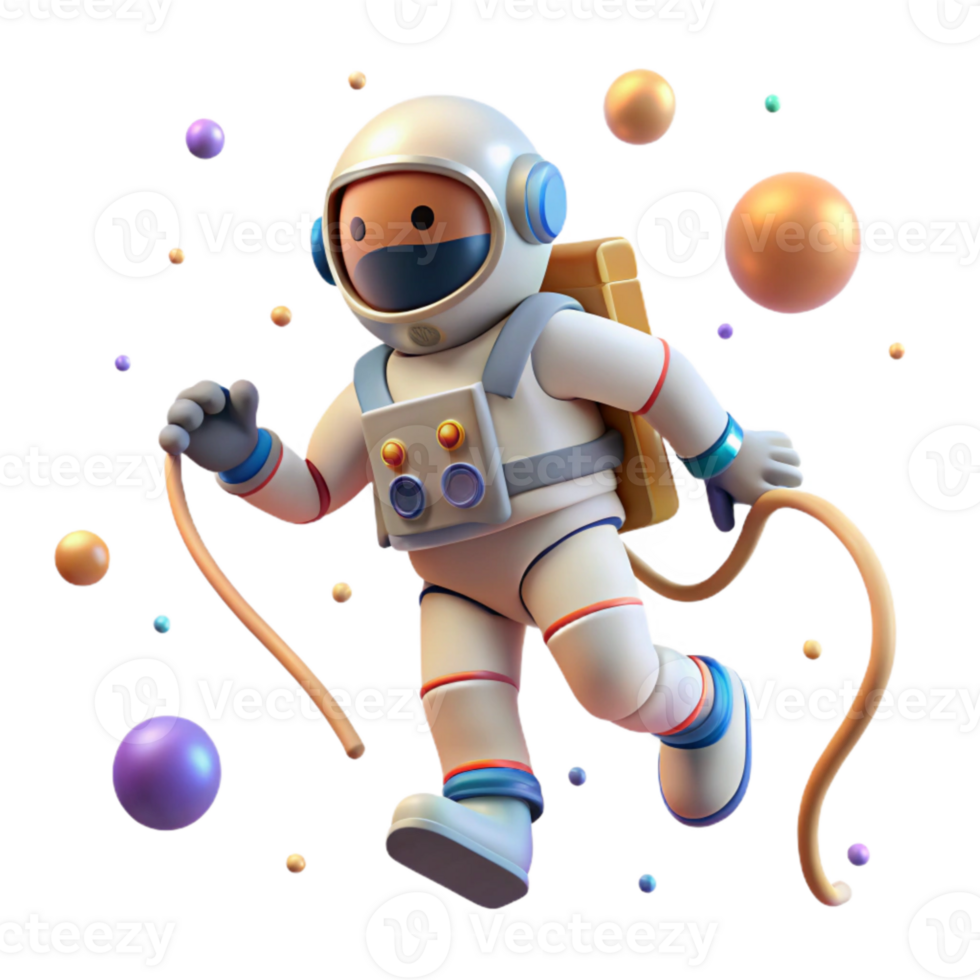 extraordinary minimalist Space Walking Astronaut Cutout with Tether Line authentic png
