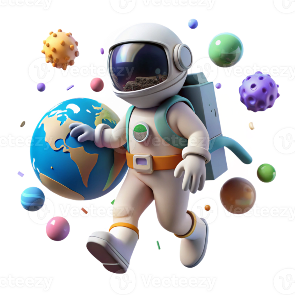 elegant artistic Spacewalk Scene with Astronaut and Earth Cutout professional png