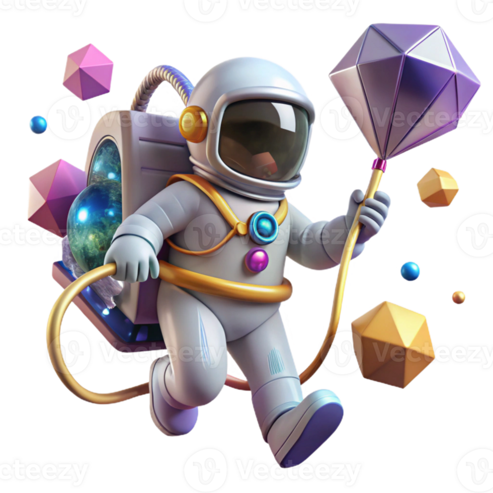 serene rustic Spacewalk Isolated with Astronaut and Tether genuine png