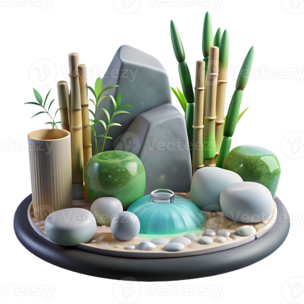 serene abstract Spa Rocks and Bamboo Shoots Isolated Element exclusive png