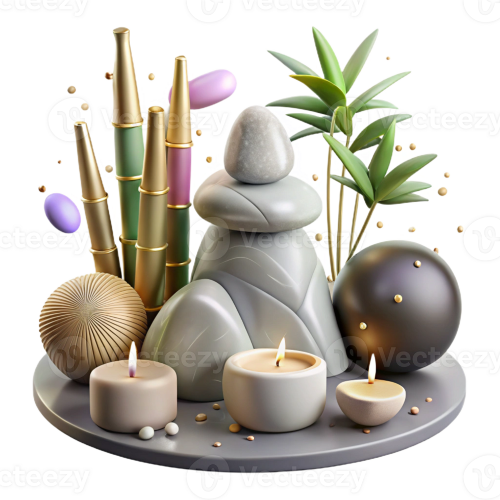 serene modern Spa Rocks and Bamboo Shoots Isolated Element exclusive png