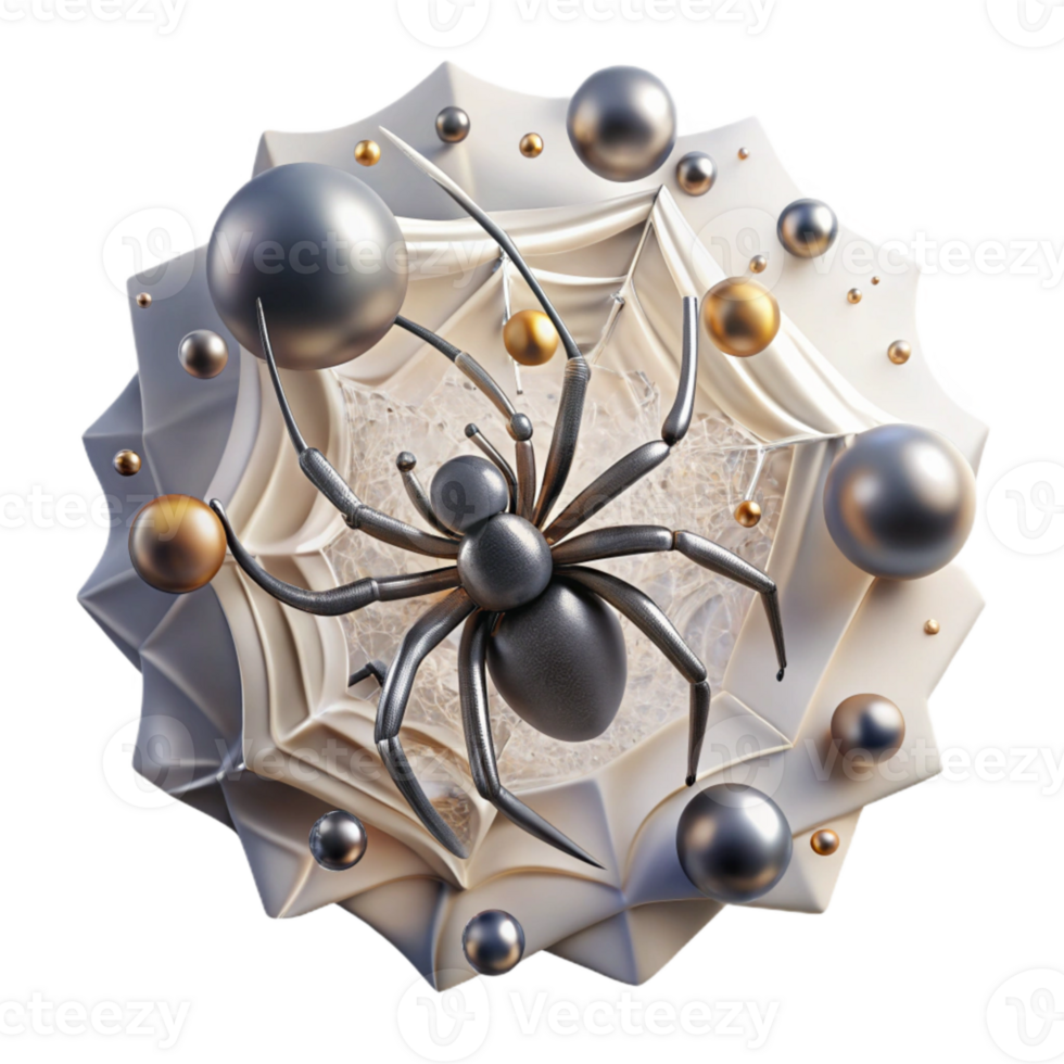 vibrant contemporary Spider Spinning Web Isolated with Intricate Design authentic png