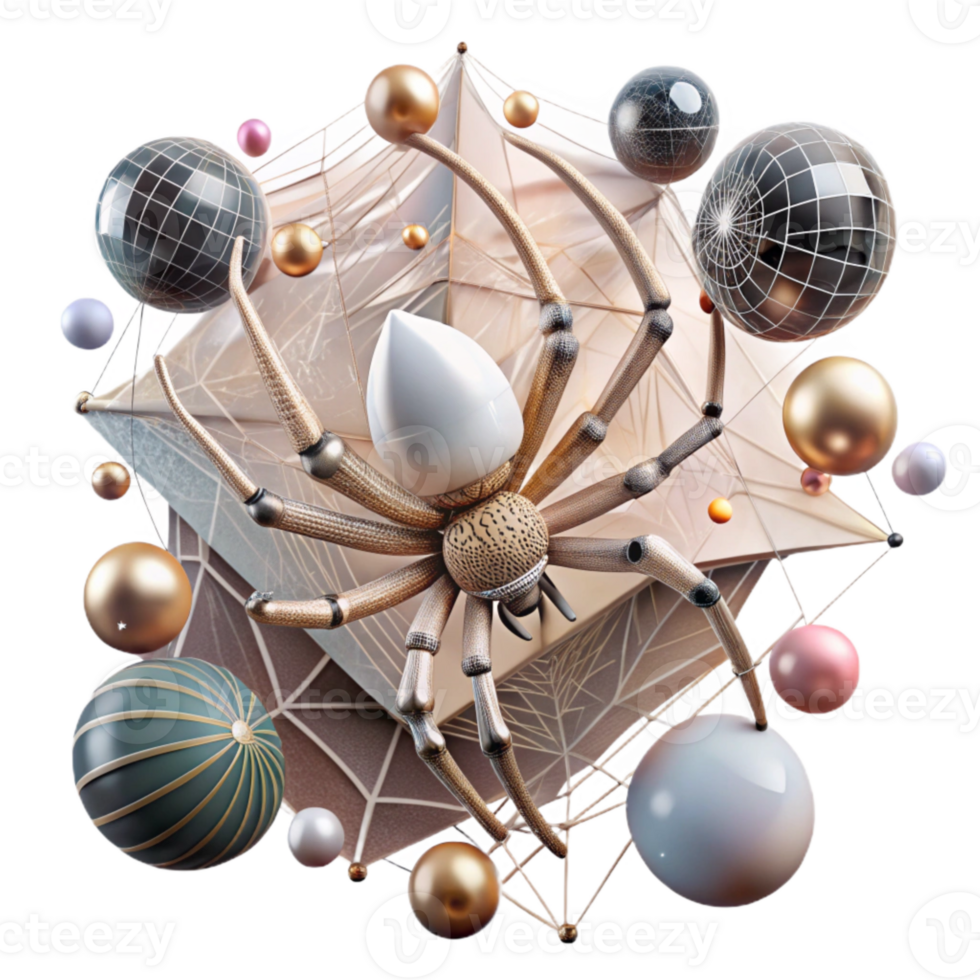 impressive vintage Spider Spinning Web Isolated with Intricate Design original png