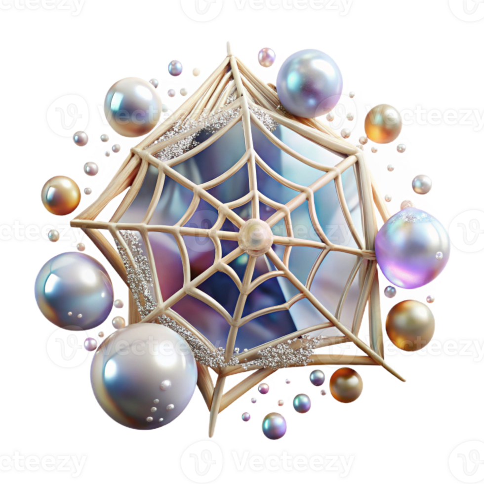 vibrant creative Spider Web Transparent Background with Dewdrops original png