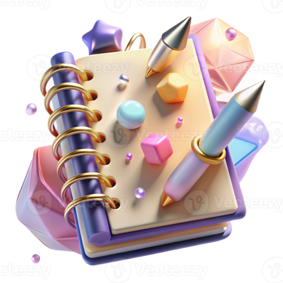 extraordinary traditional Spiral Notebook Front View Isolated with Pen professional png