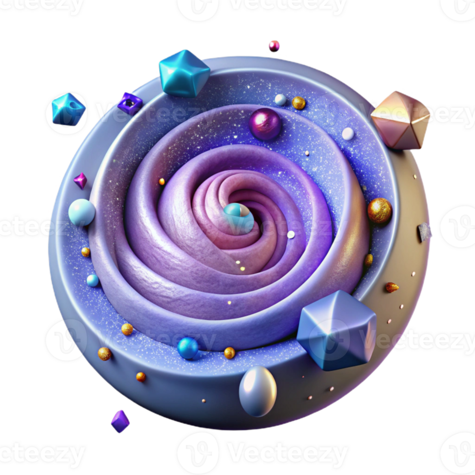 serene contemporary Spiral Galaxy Top View Isolated on Transparent Background premium png