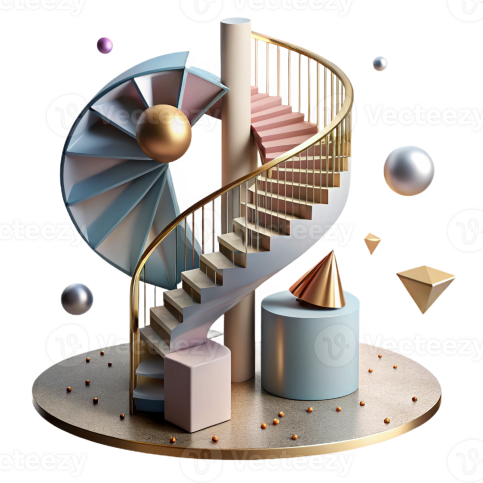 elegant abstract Spiral Staircase Cutout with Dramatic Shadows professional png