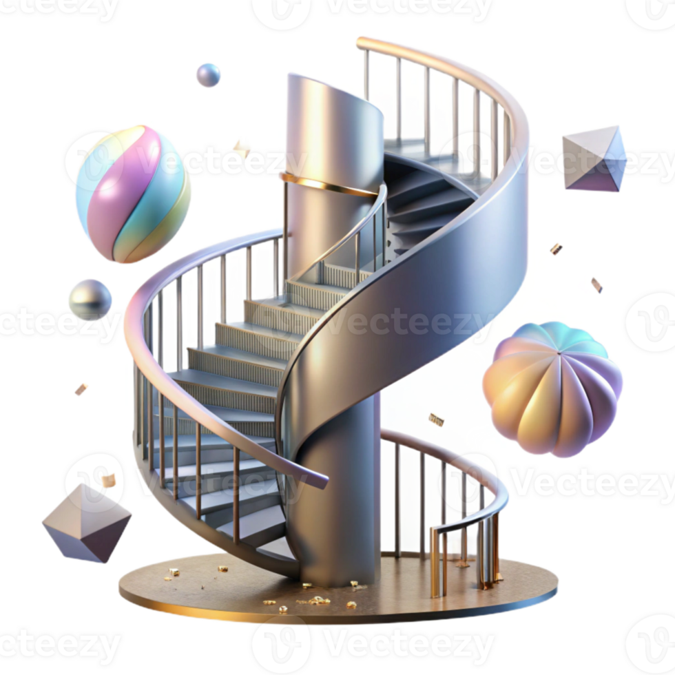vibrant artistic Spiral Staircase with Iron Railing Cutout exclusive png
