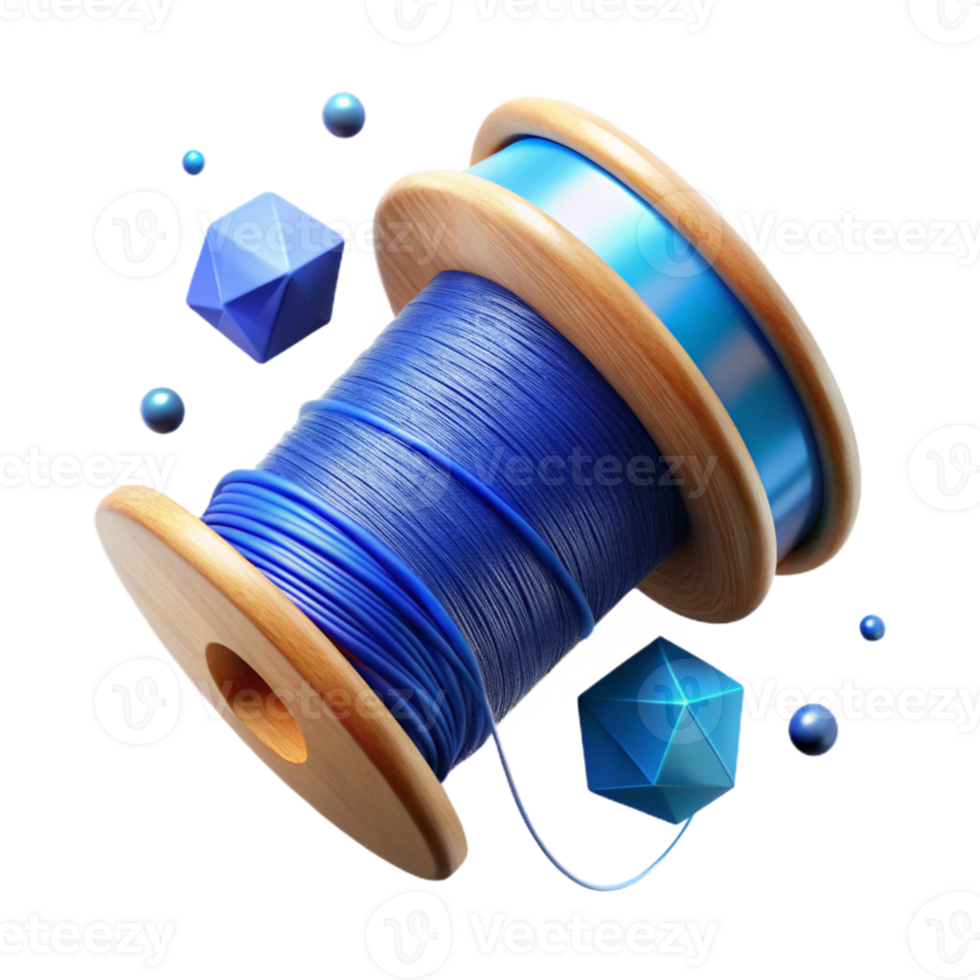 elegant modern Spool of Blue Thread Cutout Transparent Background Top View png