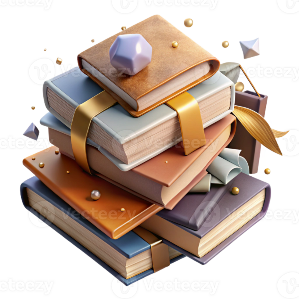 impressive classic Stack of Books Old and Worn Top View Transparent Background professional png
