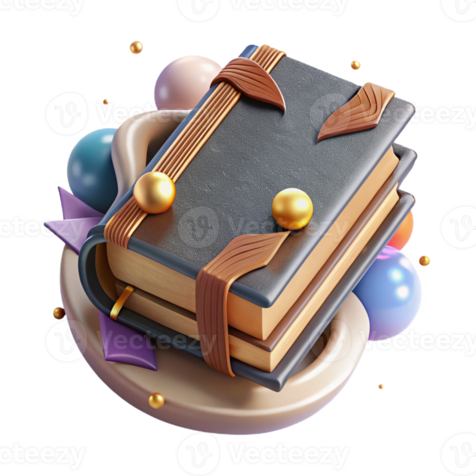 serene abstract Stack of Books Angled View Cutout detailed png