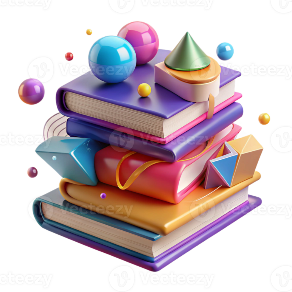 vibrant vintage Stack of Books Isolated with Angled View original png