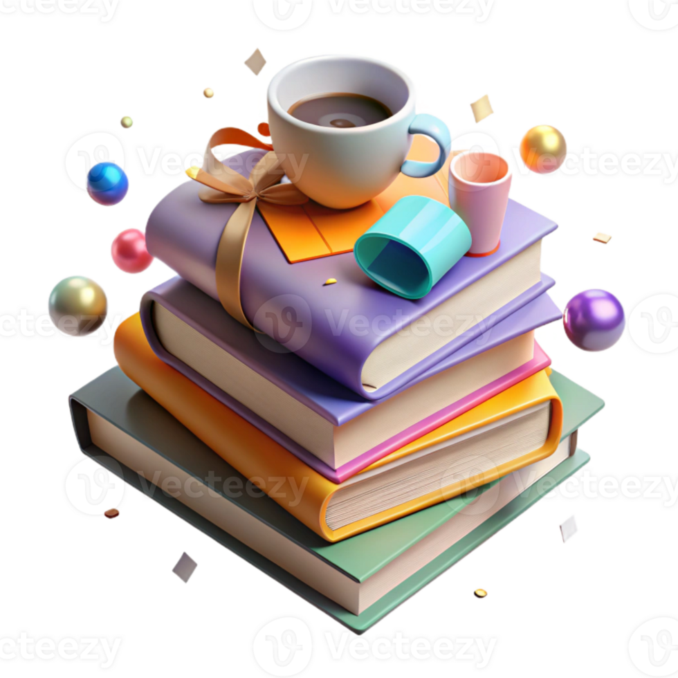 beautiful contemporary Stack of Books with Eyeglasses Top View Isolated high quality png
