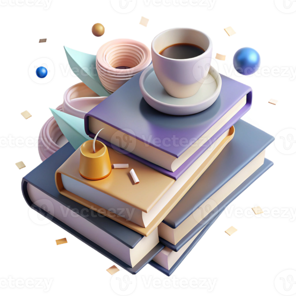 wonderful traditional Stack of Books with Eyeglasses Top View Isolated authentic png